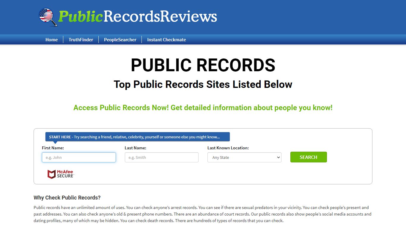 Top Public Records Sites for searching - Public Records Reviews